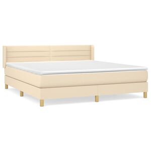 vidaXL Κρεβάτι Boxspring με Στρώμα Κρεμ 160x200 εκ. Υφασμάτινο