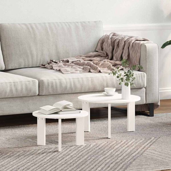 vidaXL Τραπεζάκι σαλονιού 2 pcs Λευκό 47.5 x 47.5 x 27 εκ.