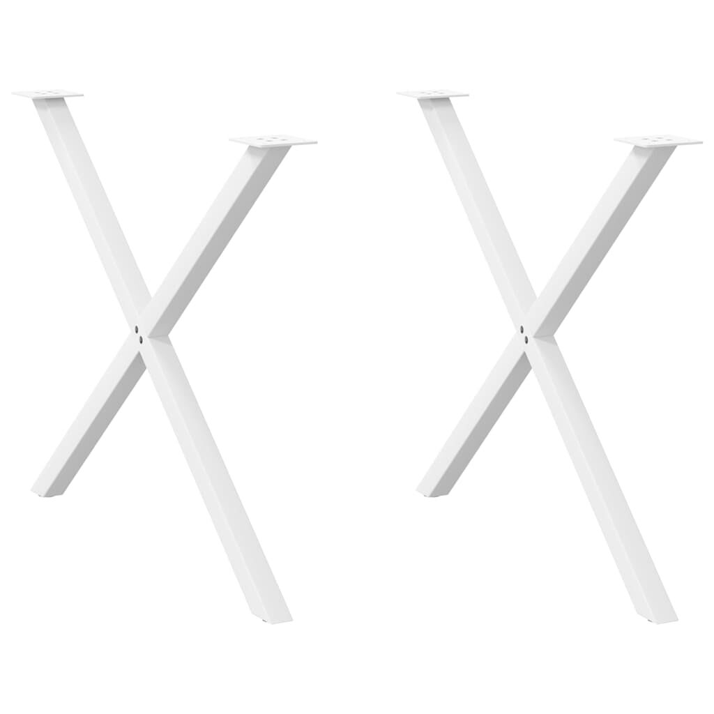 vidaXL Πόδια Τραπεζαρίας σε Σχήμα Χ, 2 τεμ. Λευκά 90x(72-73) εκ. Ατσάλι