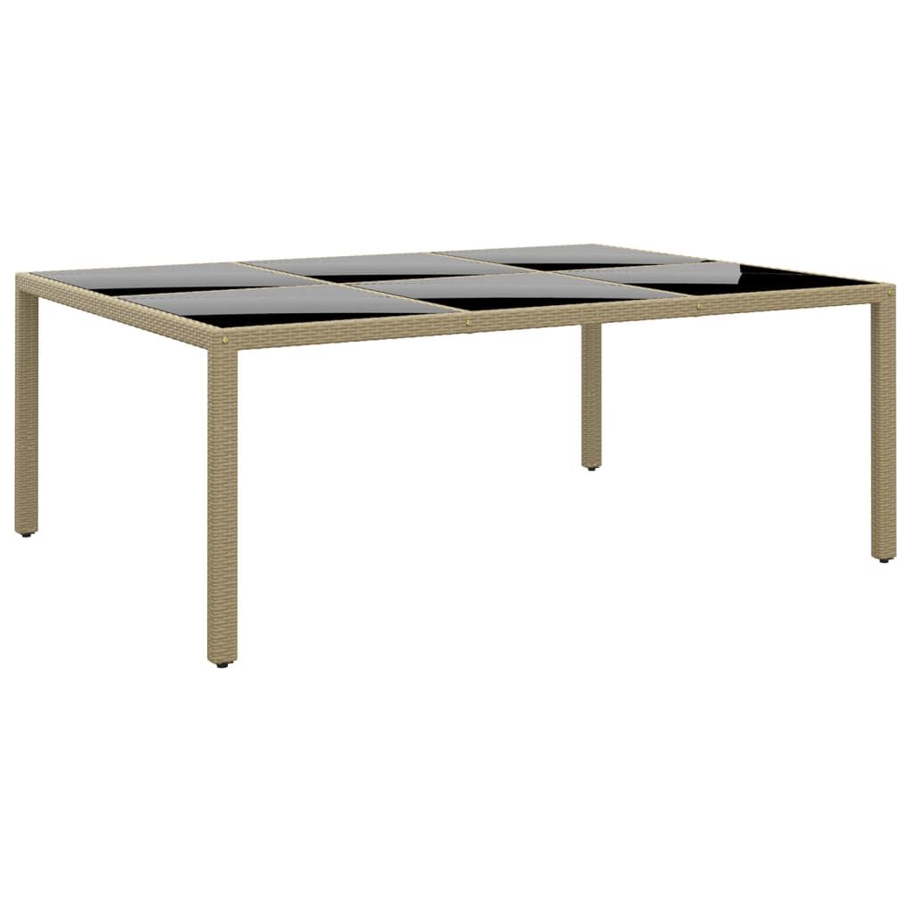 vidaXL Τραπέζι Κήπου Μπεζ 200x150x75 εκ. Ψημένο Γυαλί/Συνθετικό Ρατάν