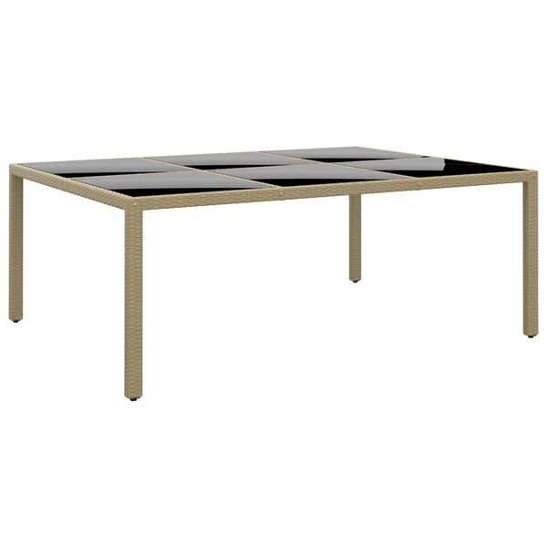 vidaXL Τραπέζι Κήπου Μπεζ 200x150x75 εκ. Ψημένο Γυαλί/Συνθετικό Ρατάν