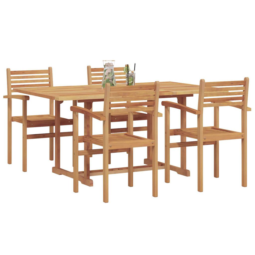 vidaXL Σέτ φαγητού για κήπο 5 pcs Καστανό Μασίφ ξύλο teak