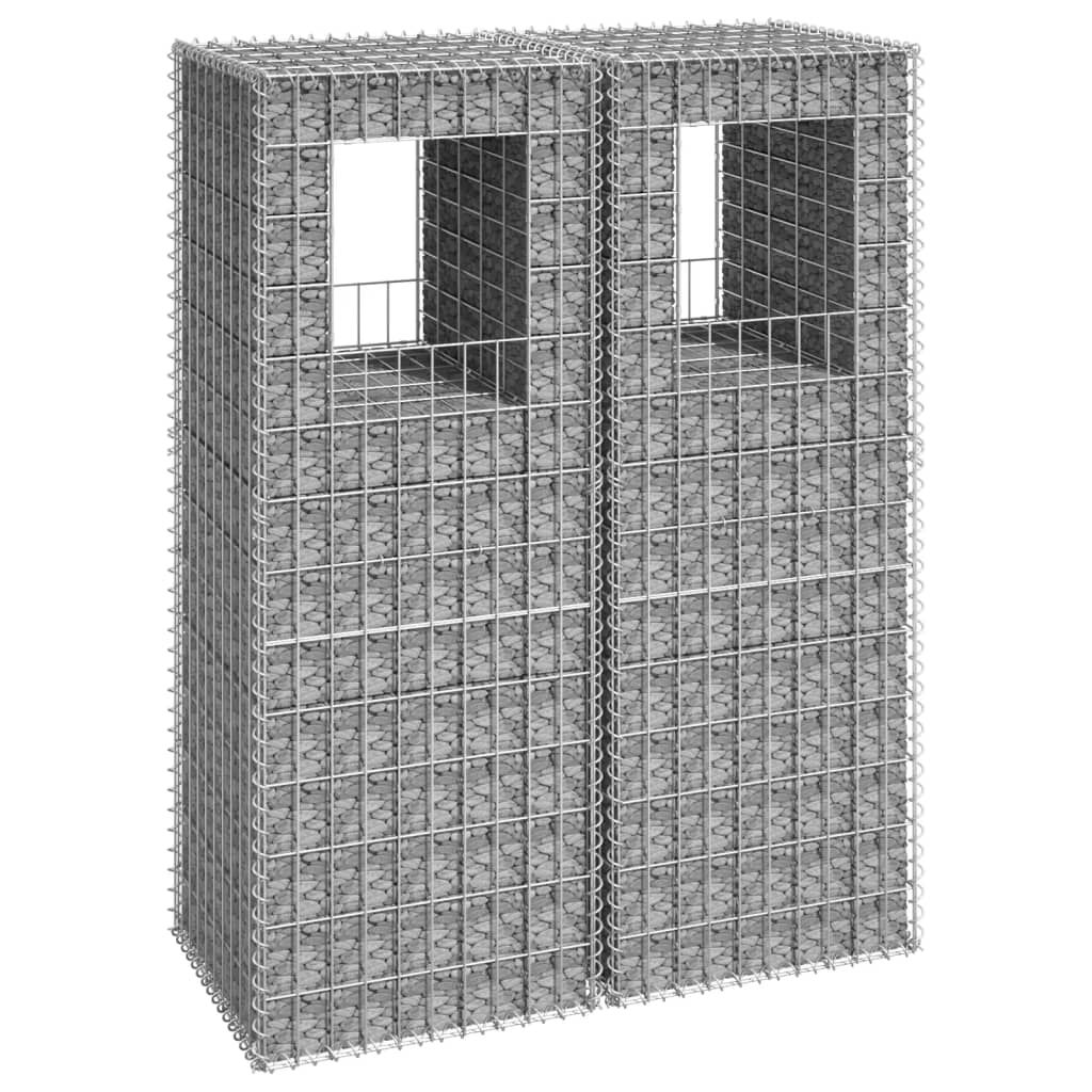 vidaXL Συρματοκιβώτια Στύλοι 2 τεμ. 50 x 50 x 140 εκ. Σιδερένιοι