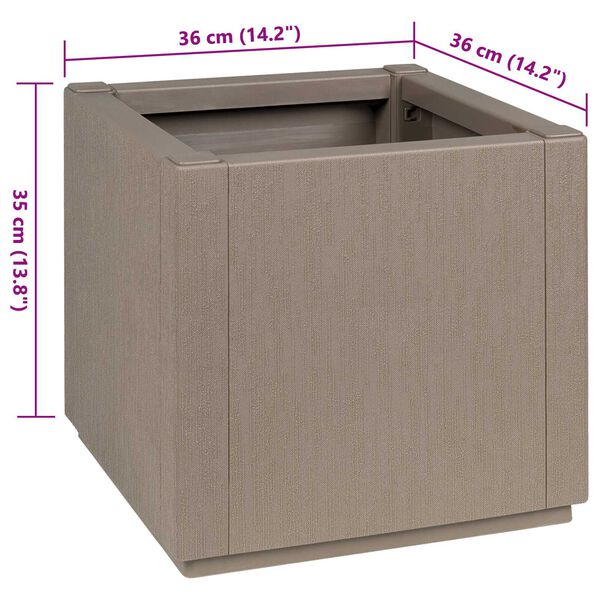 vidaXL Γλάστρα Κήπου Καφέ 36x36x35 εκ PP