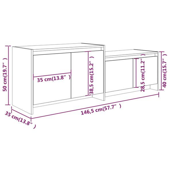 vidaXL Έπιπλο Τηλεόρασης Γκρι Sonoma 146,5x35x50 εκ. Επεξεργ. Ξύλο