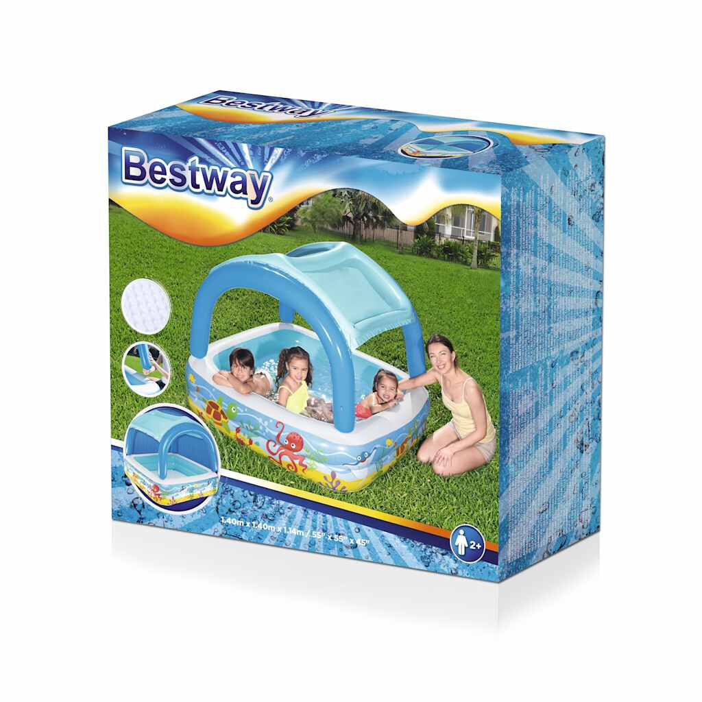 Bestway Πισίνα Παιδική με Σκίαστρο Μπλε 140 x 140 x 114 εκ. 52192