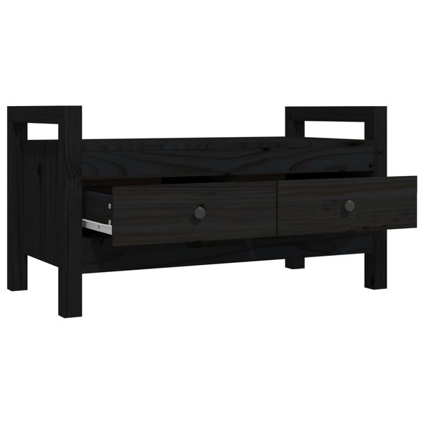 vidaXL Παγκάκι Χολ Μαύρο 80 x 40 x 43 εκ. από Μασίφ Ξύλο Πεύκου