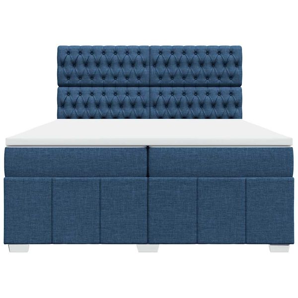 vidaXL Κρεβάτι Boxspring με Στρώμα Μπλε 200x200 εκ. Υφασμάτινο