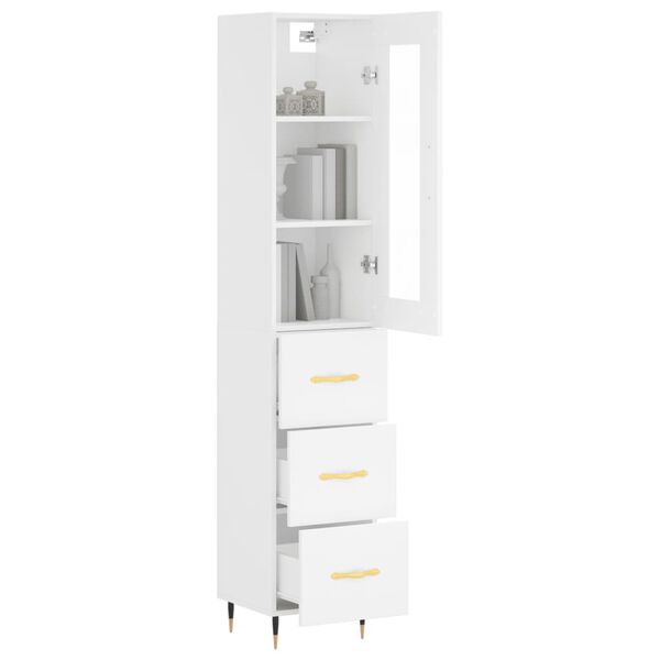 vidaXL Ντουλάπι Λευκό 34,5 x 34 x 180 εκ. από Επεξεργασμένο Ξύλο