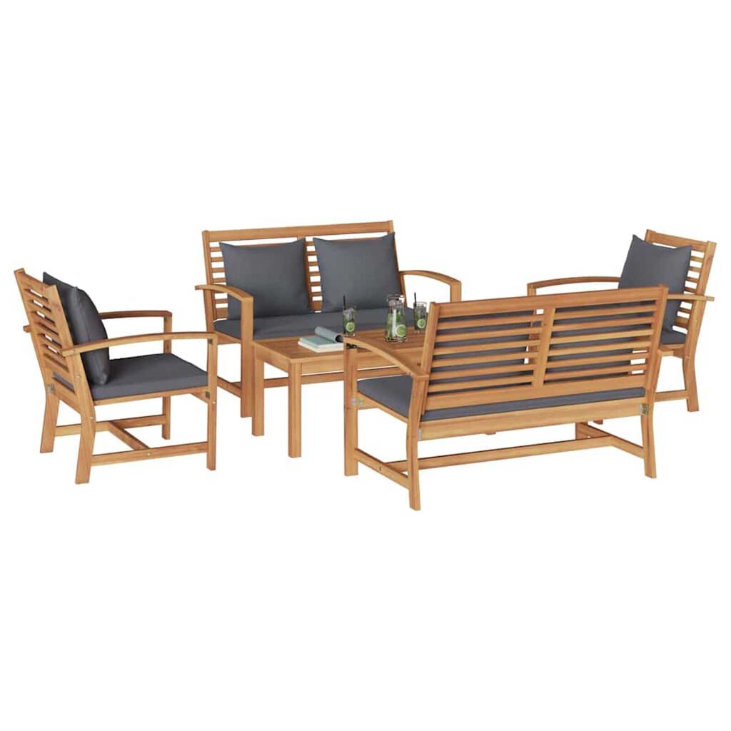 Σετ Καναπέ Κήπου 5 pcs Φυσικό Μασίφ ξύλο teak