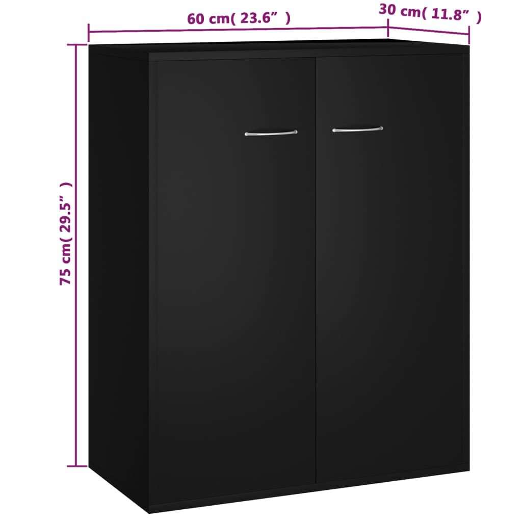 vidaXL Συρταριέρα Μαύρη 60 x 30 x 75 εκ. από Επεξεργασμένο Ξύλο