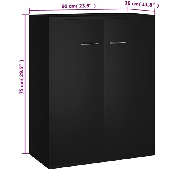 vidaXL Συρταριέρα Μαύρη 60 x 30 x 75 εκ. από Επεξεργασμένο Ξύλο
