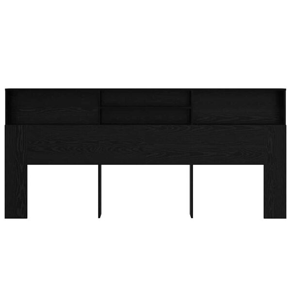vidaXL Κρεβάτι με Κεφαλάρι με ράφι Μαύρη δρυς 220 x 19 x 101.5 εκ