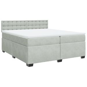 vidaXL Κρεβάτι Boxspring με Στρώμα Ανοιχτό Γκρι 200x200 εκ. Βελούδινο