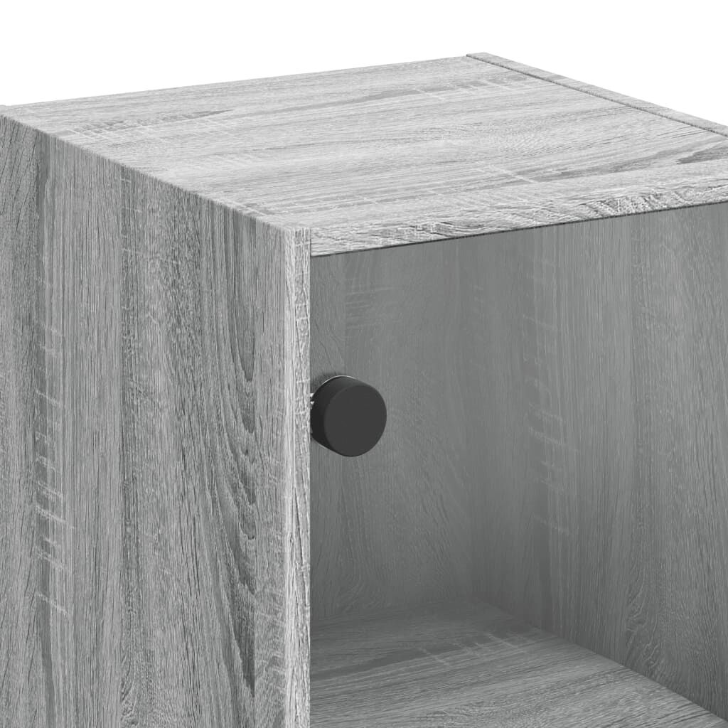 vidaXL Ντουλάπι Τοίχου Sonoma Γκρι 35x37x68,5 εκ. με Γυάλινες Πόρτες