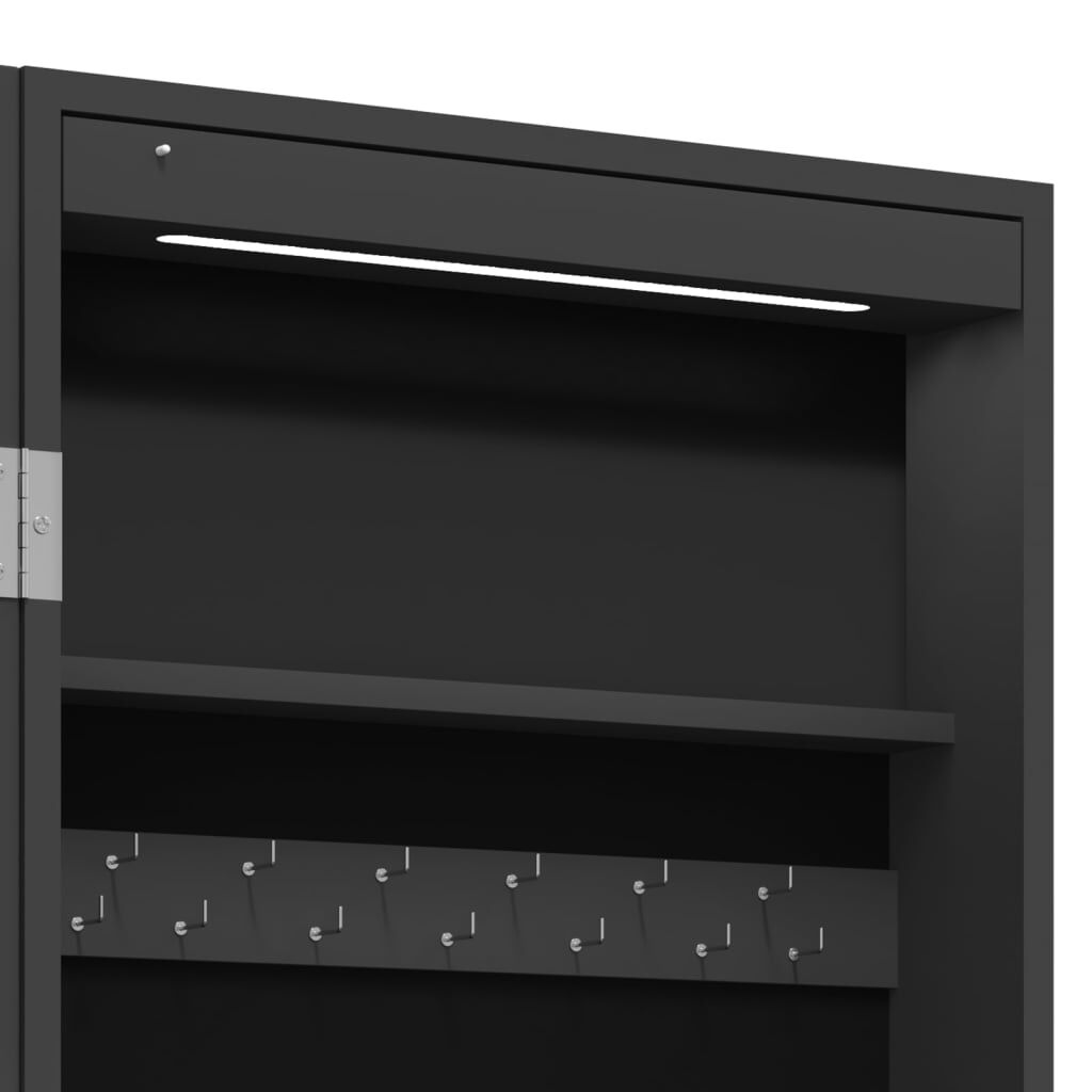 vidaXL Έπιπλο Κοσμημάτων με Καθρέφτη & LED Φώτα Επιδαπέδιο Μαύρο