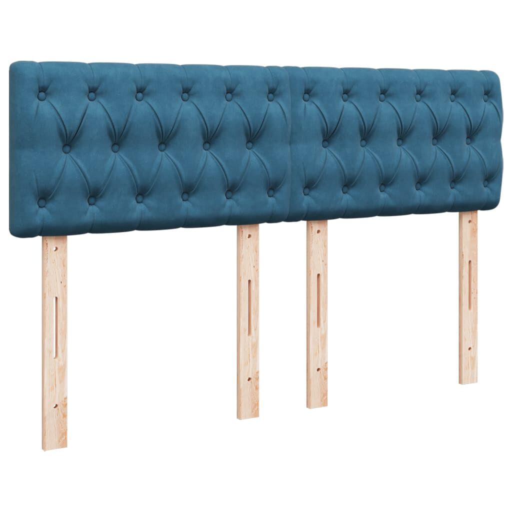 vidaXL Κρεβάτι Boxspring με Στρώμα Μπλε 140x190 εκ. Βελούδινο