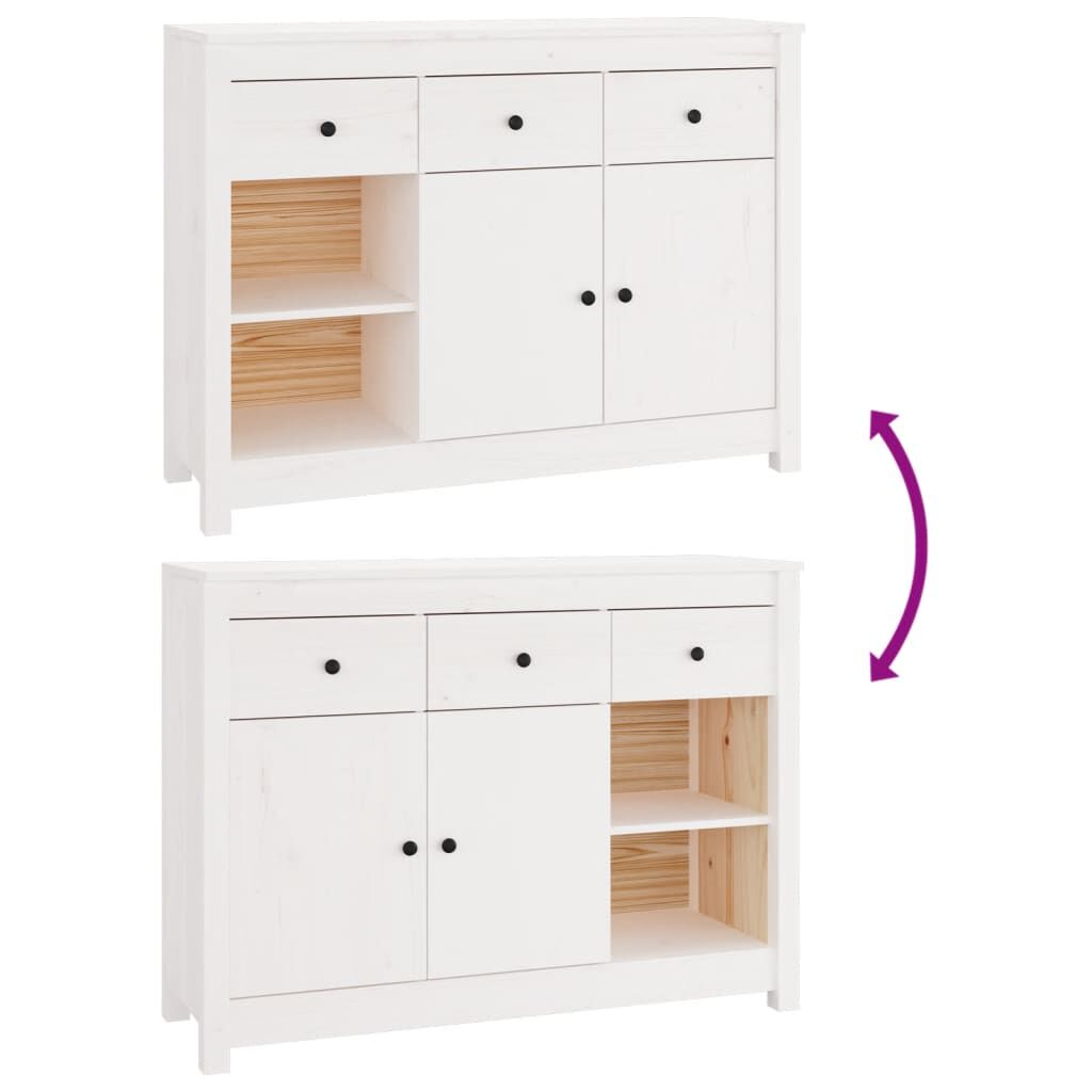 vidaXL Συρταριέρα Λευκή 100x35x74 εκ. από Μασίφ Ξύλο Πεύκου