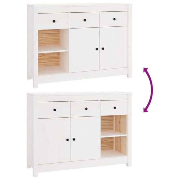 vidaXL Συρταριέρα Λευκή 100x35x74 εκ. από Μασίφ Ξύλο Πεύκου