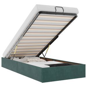 vidaXL Οθωμανικό πλαίσιο κρεβατιού χωρίς στρώμα Σκούρο πράσινο Velvet