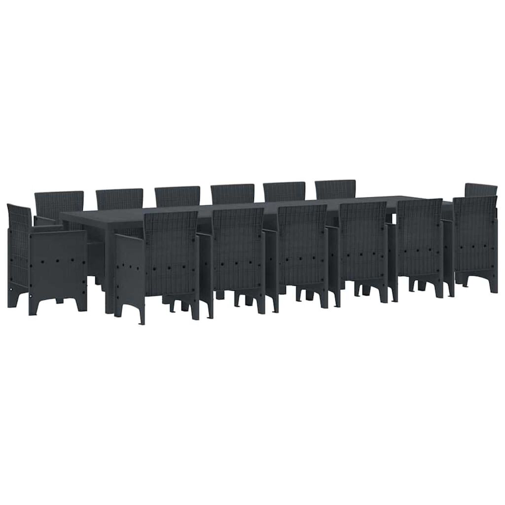 vidaXL Σέτ φαγητού για κήπο 13 pcs Ανθρακί Rattan Polt