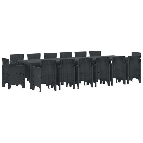 vidaXL Σέτ φαγητού για κήπο 13 pcs Ανθρακί Rattan Polt