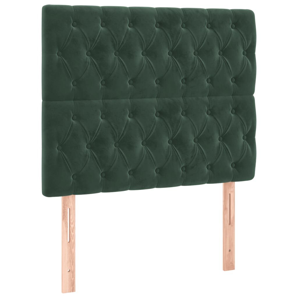 vidaXL Κρεβάτι Boxspring με Στρώμα Σκούρο Πράσινο 100x200εκ. Βελούδινο