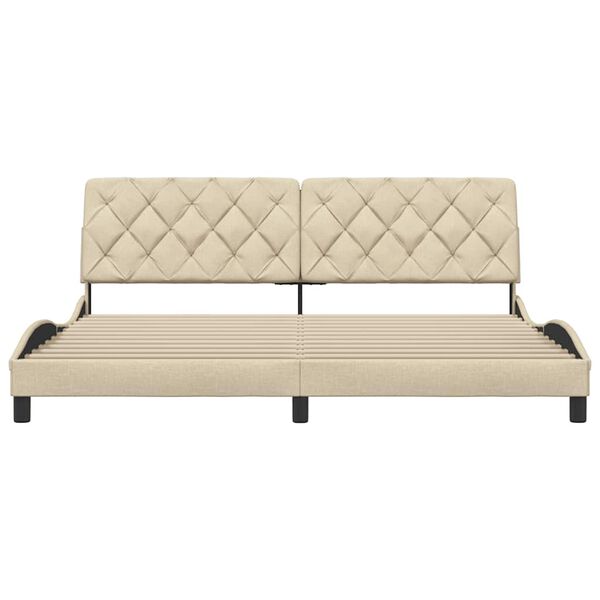 vidaXL Σκελετός Κρεβατιού Χωρίς Στρώμα Κρεμ 200x200 εκ. Υφασμάτινο