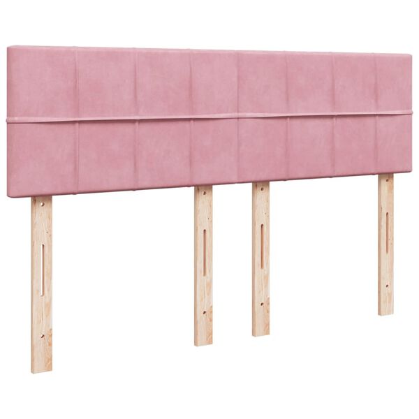 vidaXL Κρεβάτι Boxspring με Στρώμα Ροζ 140x190 εκ. Βελούδινο