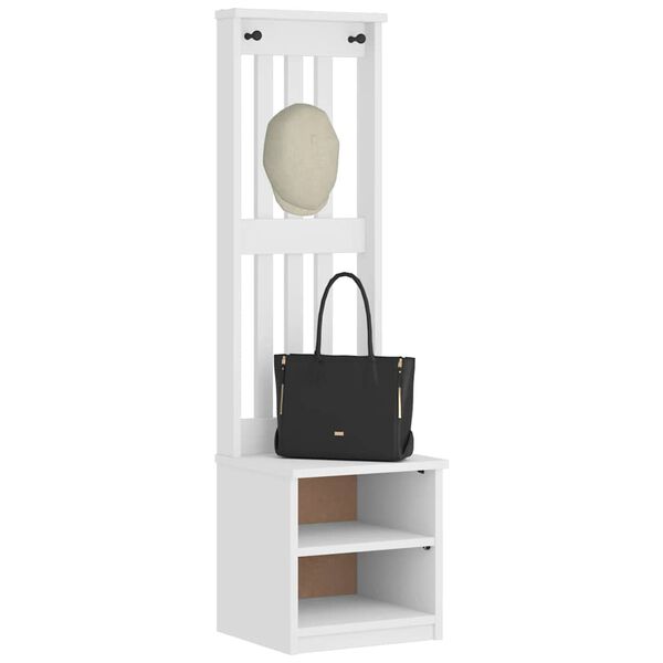 vidaXL Δέντρο χωλ SANDNES Λευκό 45x40x159,5 εκ. Πεύκο μασίφ ξύλο