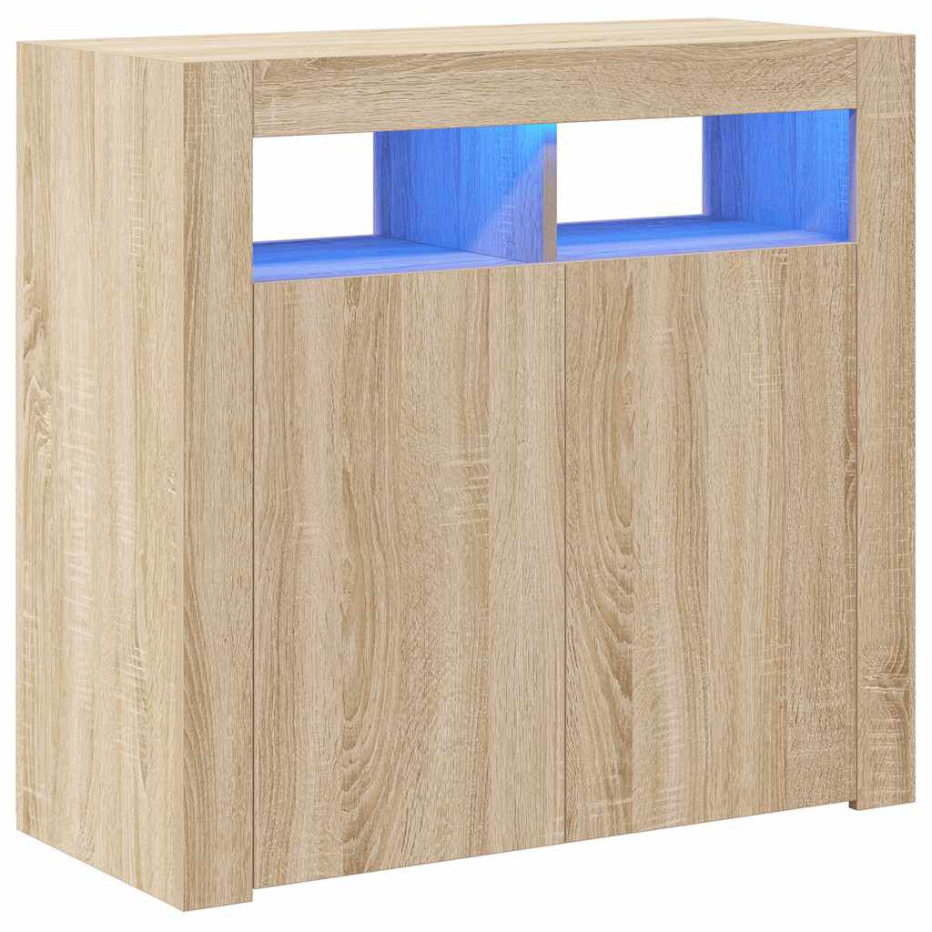 vidaXL Ντουλάπι με LED Sonoma Δρυς 80 x 35 x 75 εκ.