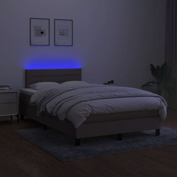 vidaXL &Kappa;&rho;&epsilon;&beta;ά&tau;&iota; Boxspring &mu;&epsilon; &Sigma;&tau;&rho;ώ&mu;&alpha; & LED Taupe 120x190 &epsilon;&kappa;. &Upsilon;&phi;&alpha;&sigma;&mu;ά&tau;&iota;&nu;&omicron;