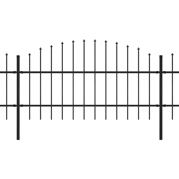 vidaXL Φράχτης Κήπου με Κορυφή Δόρυ Μαύρος Ατσάλινος 537 x 100 εκ.