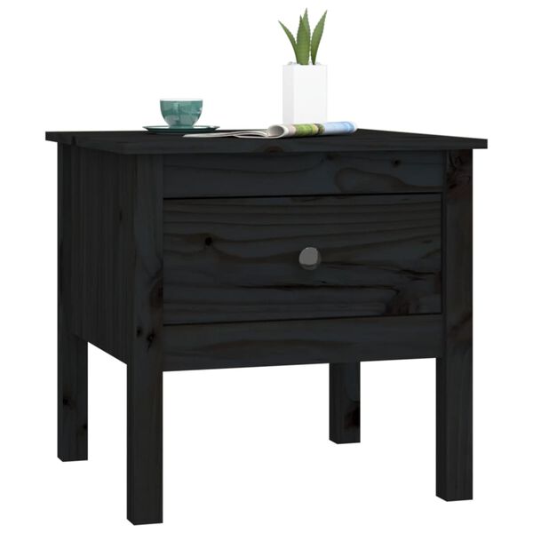 vidaXL Βοηθητικά Τραπέζια 2 τεμ. Μαύρος 50x50x49 εκ. Μασίφ Ξύλο Πεύκου