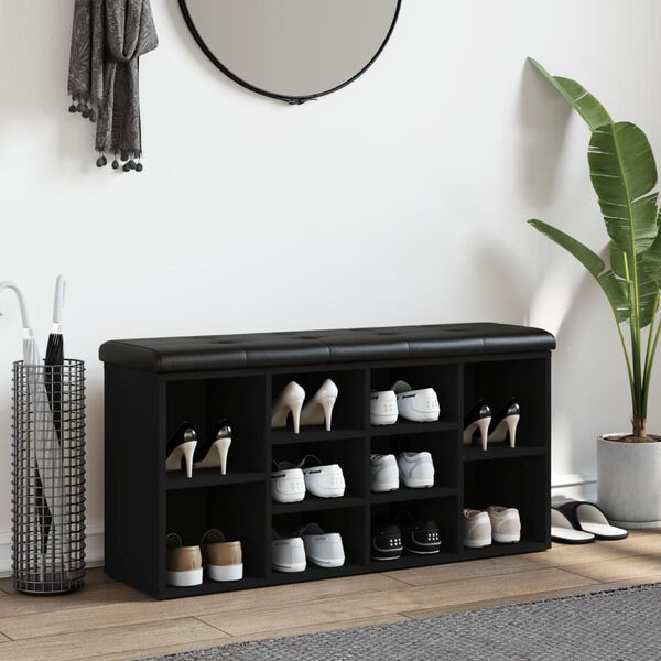 vidaXL Παπουτσοθήκη Μαύρη 102 x 32 x 50 εκ. από Επεξεργασμένο Ξύλο