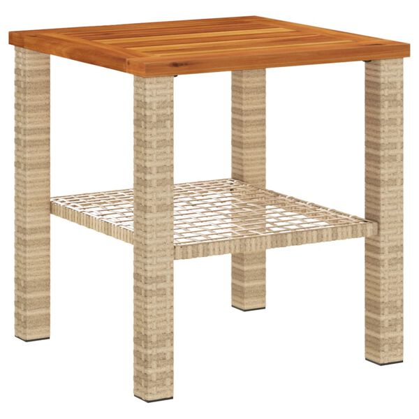 vidaXL Τραπέζι Κήπου Μπεζ 40x40x42 εκ. Συνθετικό Ρατάν / Ξύλο Ακακίας