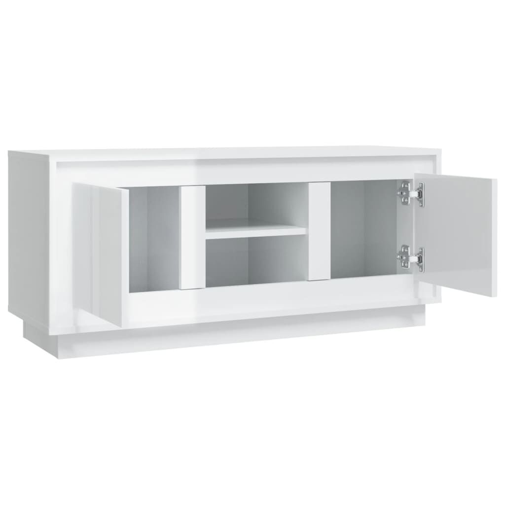 vidaXL Έπιπλο Τηλεόρασης Γυαλ. Λευκό 102x35x45 εκ. Επεξεργασμένο Ξύλο