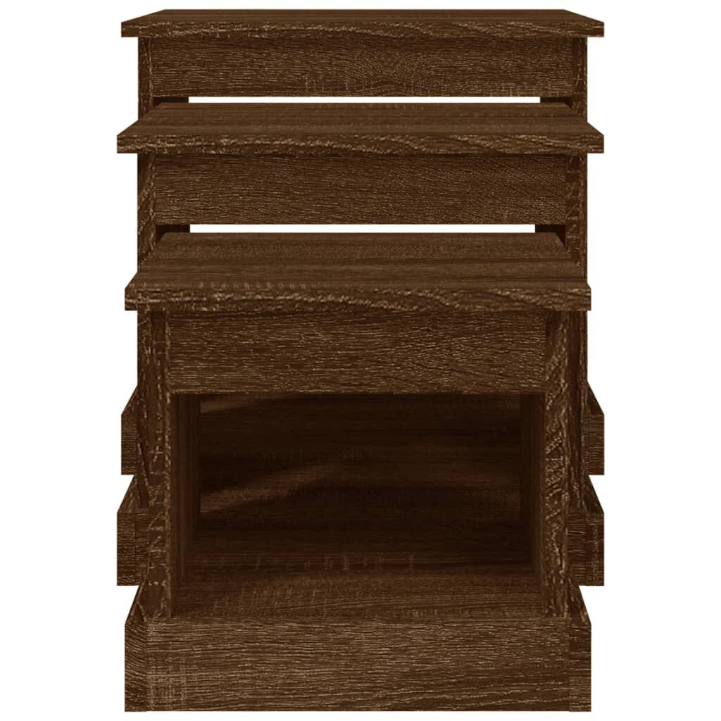 vidaXL Τραπεζάκια Σαλονιού 3 τεμ Brown Oak Επεξ. Ξύλο