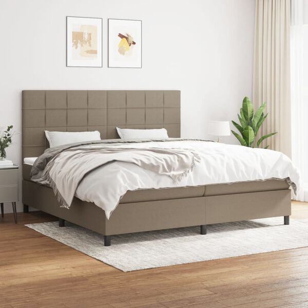 vidaXL &Kappa;&rho;&epsilon;&beta;ά&tau;&iota; Boxspring &mu;&epsilon; &Sigma;&tau;&rho;ώ&mu;&alpha; Taupe 200x200 &epsilon;&kappa;. &Upsilon;&phi;&alpha;&sigma;&mu;ά&tau;&iota;&nu;&omicron;