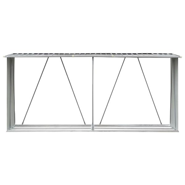 vidaXL Υπόστεγο Αποθήκευσης Ξύλων Κήπου Γκρι 330x84x152 εκ. Ατσάλι