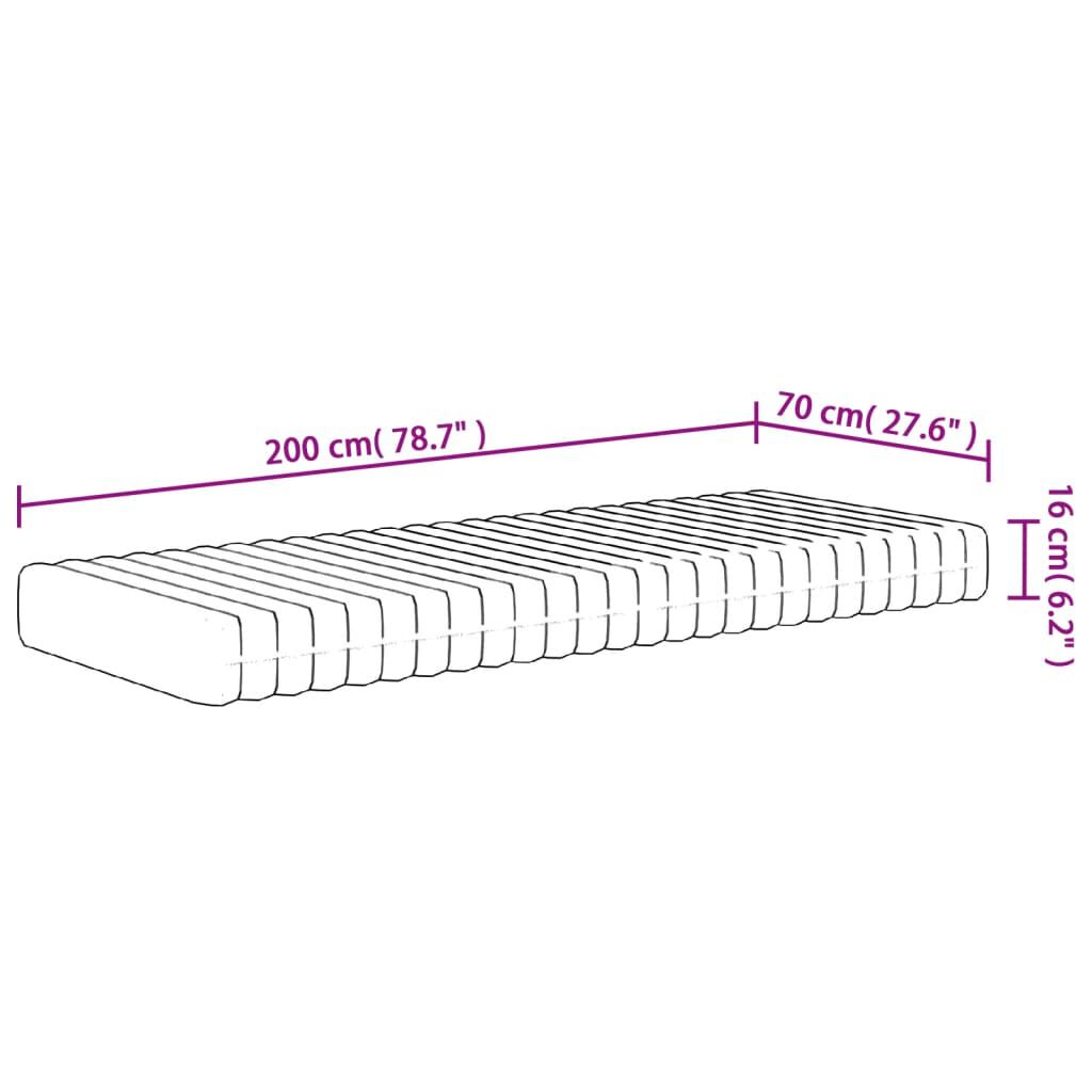 vidaXL Στρώμα Αφρού Medium Soft 70x200 εκ.