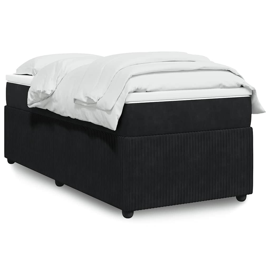 vidaXL Κρεβάτι Boxspring με Στρώμα Μαύρο 90x200 εκ. Βελούδινο
