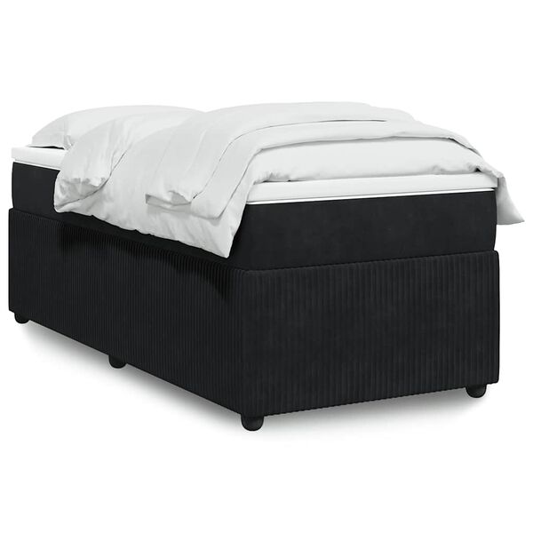 vidaXL Κρεβάτι Boxspring με Στρώμα Μαύρο 90x200 εκ. Βελούδινο