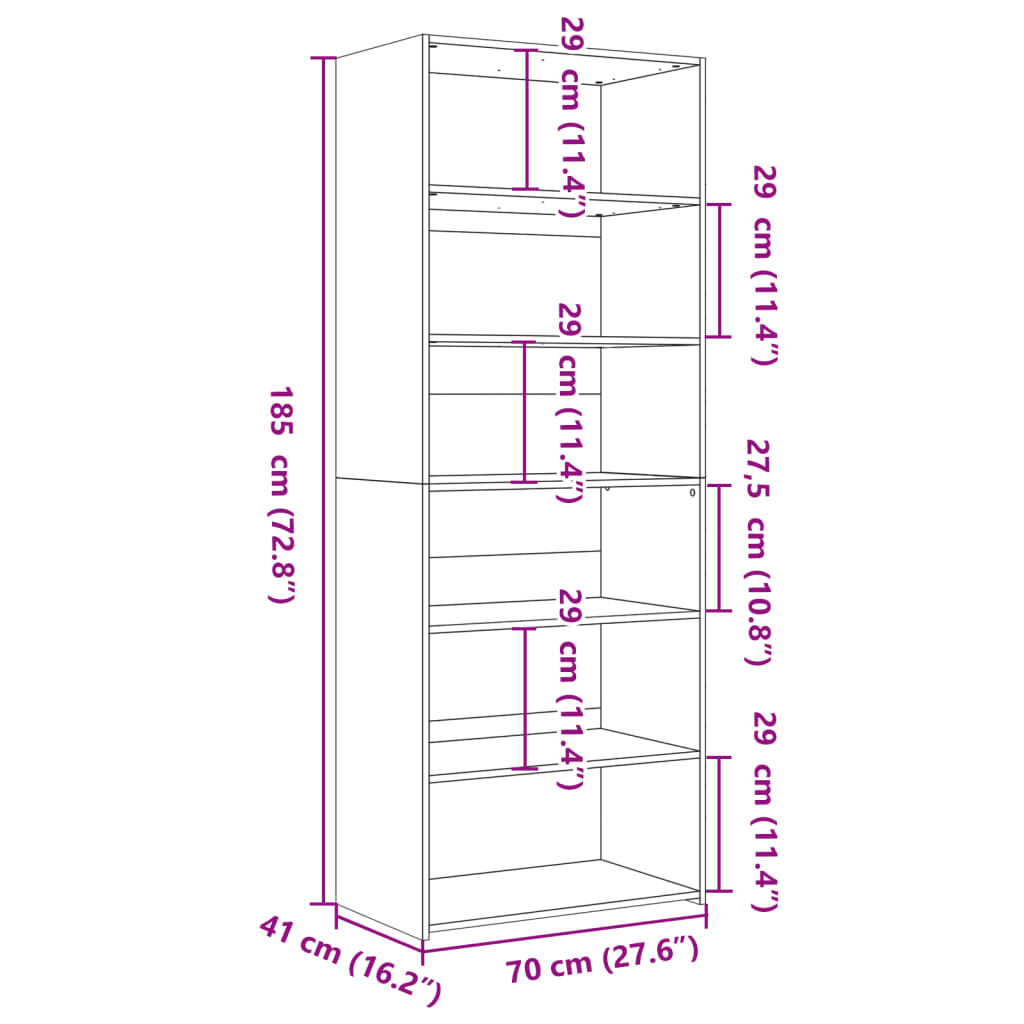 vidaXL Ντουλάπι Λευκή 70x41x185 εκ. από Επεξεργασμένο Ξύλο