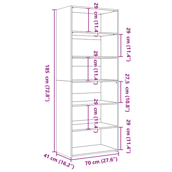 vidaXL Ντουλάπι Λευκή 70x41x185 εκ. από Επεξεργασμένο Ξύλο