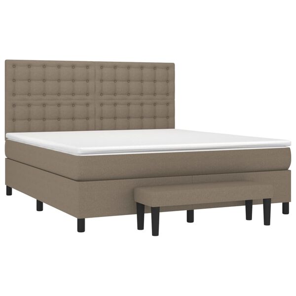 vidaXL Κρεβάτι Boxspring με Στρώμα Taupe 180x200 εκ. Υφασμάτινο