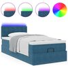 vidaXL Οθωμανικό κρεβάτι με στρώμα & LEDs Σκούρο μπλε 90x200cm Velvet