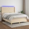 vidaXL &Kappa;&rho;&epsilon;&beta;ά&tau;&iota; Boxspring &mu;&epsilon; &Sigma;&tau;&rho;ώ&mu;&alpha; & LED &Kappa;&rho;&epsilon;&mu; 140x190 &epsilon;&kappa;. &Upsilon;&phi;&alpha;&sigma;&mu;ά&tau;&iota;&nu;&omicron;