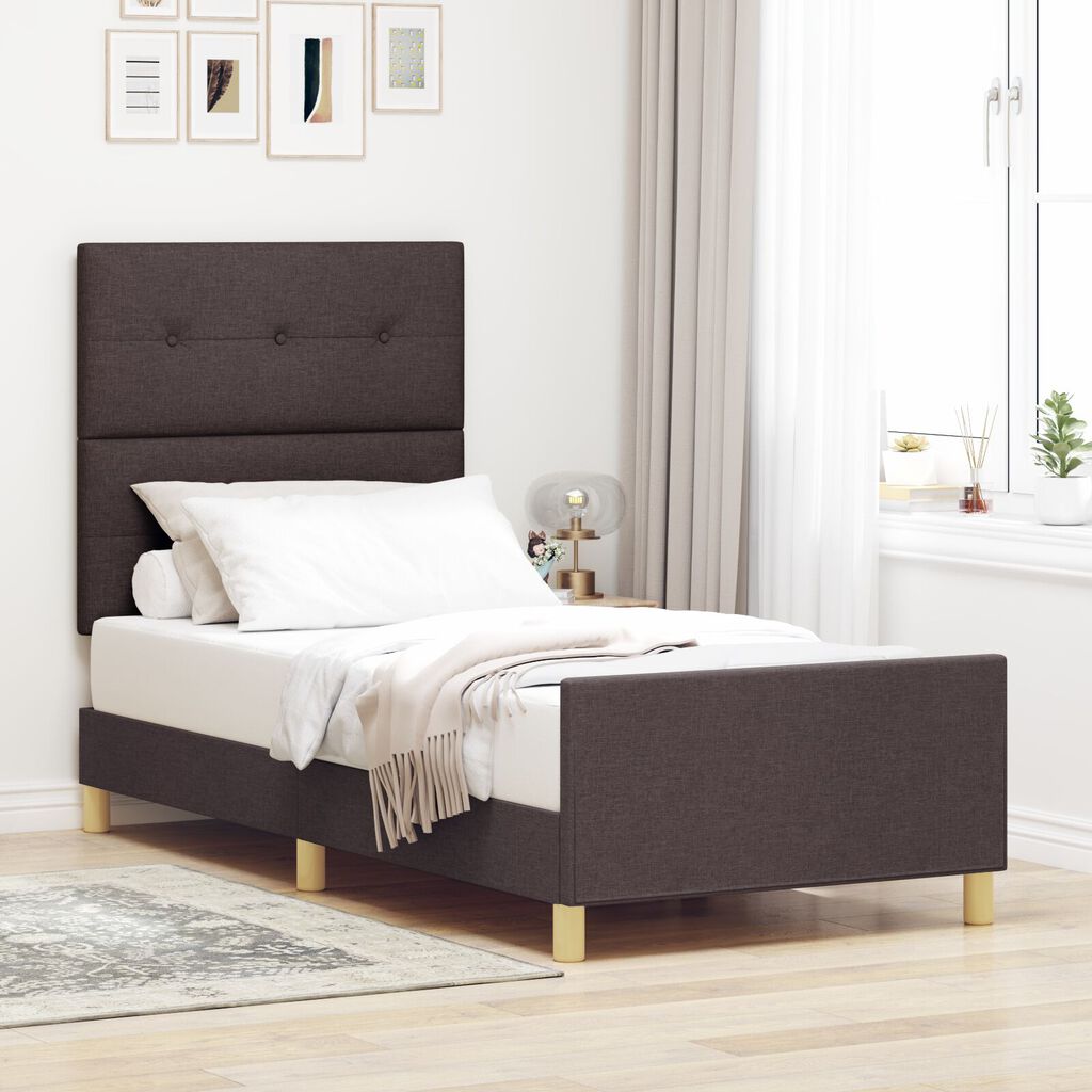 vidaXL Κρεβάτι Καφέ 90x200 εκ. Υφασμάτινο
