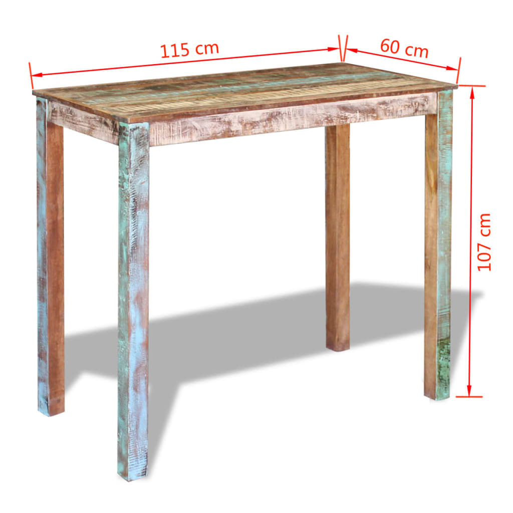 vidaXL Τραπέζι Μπαρ 115 x 60 x 107 εκ. από Μασίφ Ανακυκλωμένο Ξύλο